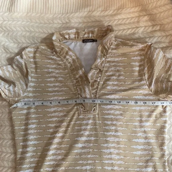 J. McLaughlin Beige and White Ruffle Collar Top - Picture 6 of 9